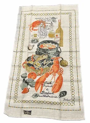 Vintage NWT KAY DEE Handprints 100% Linen Towel Bonheur Lobster Fish East Coast  • $13.99