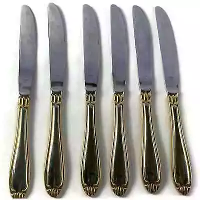 Hampton Silversmiths Abigail Stainless Steel Knives With Gold Accent Set Of 6 • $18