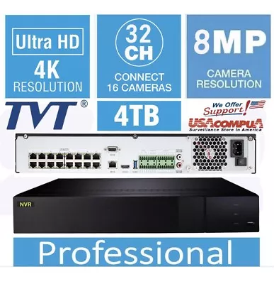 SALE! TVT-OEM NVR 32CH 4TB HDD 16 POE + 16IP 4K IP-NVR H.265 (Q-See APP QT View) • $599.95