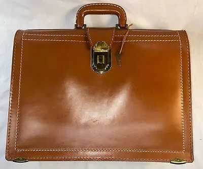Vintage Leather Expandable Briefcase C1950s Tan/Brown Great Set Prop! • $45