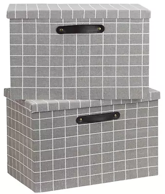 £15.99 • Buy 2 X Large Foldable Collapsible Storage Box Basket Stackable Cube Organiser & Lid