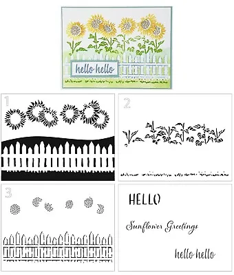 Crafters Workshop Layered Stencil - Fence Sunflowers - 8.5  X 11  - 4 Part • £13.27