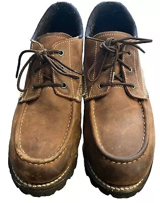 Eddie Bauer Shoes Mens 14 Brown Leather Vibram 3 Eyelet Ties • $34.99