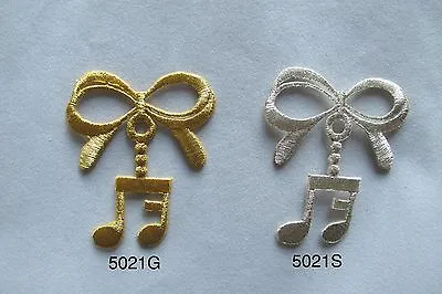 #5021 GoldSilver Trim Fringe BowknotMusic Note Embroidery Applique Patch • $3.99
