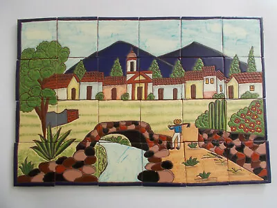 25  CERAMIC TILE MURAL Mexican Talavera Mosaic Hand Painted Backsplash • $149