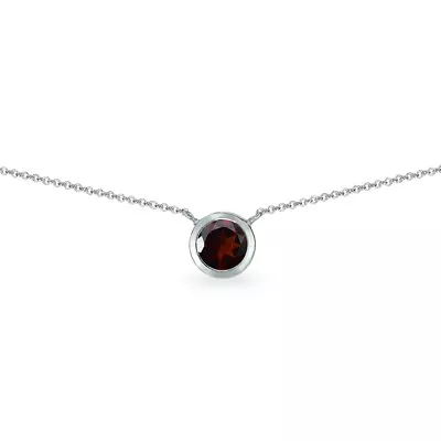 6mm Round Bezel-Set Garnet Dainty Choker Necklace In Sterling Silver • $17.64