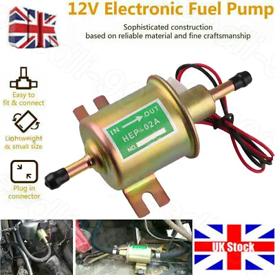 12 Volt Universal Petrol Diesel Gas Fuel Pump Inline Electric Pump HEP-02A New • £9.57