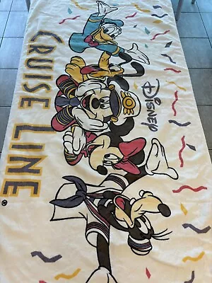 Disney Cruise Line VTG   Mickey Minnie Donald   White Cotton Beach Towel • $25.99