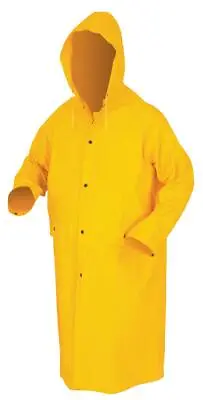 Yellow Safety Rain Coat Rain Jacket 49  Detachable Hood .35mm PVC / Polyester • $17.99