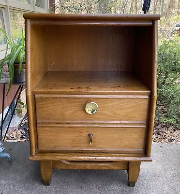 Vintage Mid Century SUMTER CABINET CO Solid Oak Night Stand End Table W/ Drawer • $149