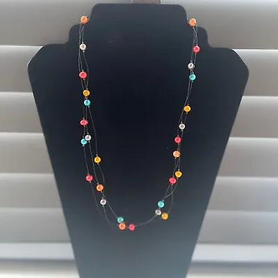 Floating Freshwater Pearls - Colourful  Illusion Necklace 3 Strands A • £16