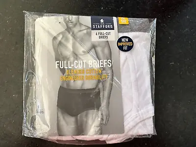 Stafford Full Cut White Men's Briefs Size XXL 2 Pair NIP • $11.99