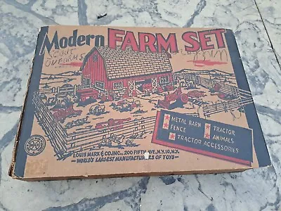 Vintage 1950's Marx Modern Farm Play Set Lazy Day Farm Original Box  • $85