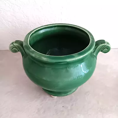 Vintage McCoy Green Planter Flower Pot American Pottery Classic 2 Handled Urn • $39.99