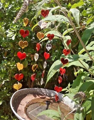 Hanging Garden Mirror Hearts Choose Colour Mix Red Blue Silver Gold Mirrors • £6.99