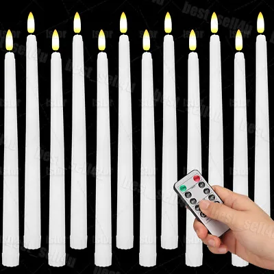 12 Pcs Flickering Flameless Taper Candles Light With Remote Control Timer Dimmer • £9.95