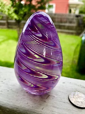 Signed Vitrix Paperweight Purple Spiral • $75