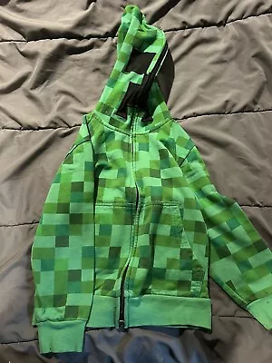 Minecraft Hoodie Boys Size M 10 12 Green Creeper Full Zip Pixel Block Jinx • $12