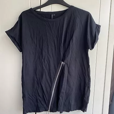 New Topshop T Shirt Top Boxy Zip Back Short Sleeve Waist Length Size 10 • £10