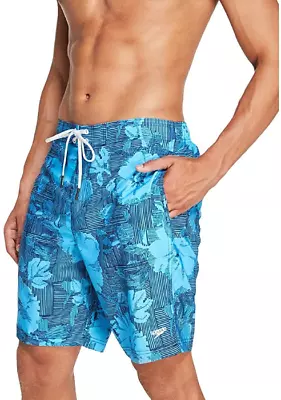 $56 Speedo Mens Printed Beachwear Swim Trunks Polyester Blue Size L • $27.98