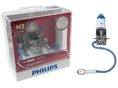 Genuine Philips H3 Power Vision Headlight Globes Twin Pack 12v 55w Pk22s • $37.80