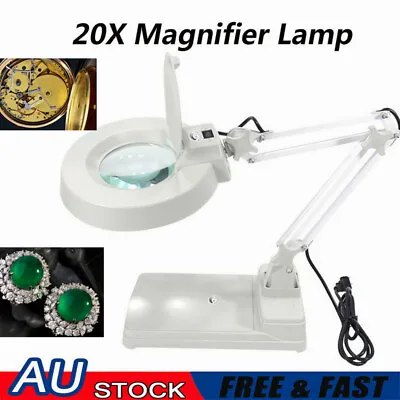 220V Desktop Circular Mirror Magnifying Glass Desk Lamp -20x (Blue Glass) • $97.99