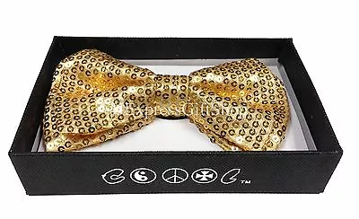 NEW Unisex Gold Sequin Bowtie Classic Clip-On BowTie Neckwear Adjustable  • $7.99