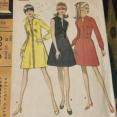 Vintage 1960s McCalls 9465 Mod Dress In Three Lengths Sewing Pattern 10 XXS CUT • $6