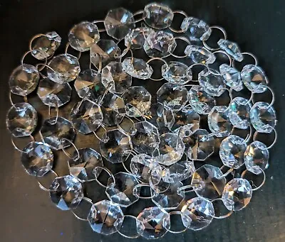 Chain Of 50 14mm 1 Meter Octagon Chandelier Crystal Glass Drops Prism Suncatcher • £5.99