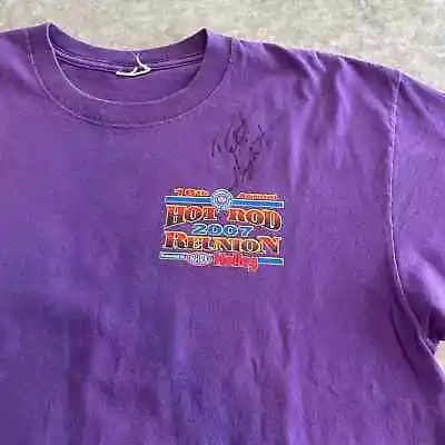 Vintage Signed Hot Rod Car Reunion 2007 Holley NHRA Tee Shirt Purple Mens XL • $30