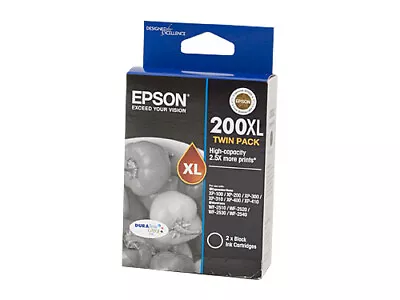 Epson 200XL High Capacity DURABrite Black Ink Cartridge C13T201194 Twin Pack 2pk • $79.84