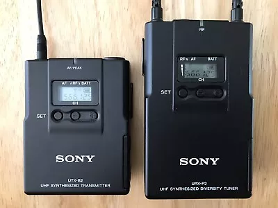 £385 • Buy Sony Wireless Microphone UTX-B2 / URX-P2 Transmitter And Receiver With Sony Mic