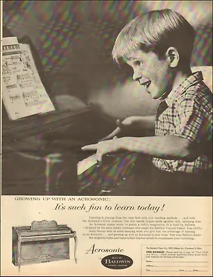 $7.30 • Buy 1950's Vintage For Baldwin Acrosonic Piano Retro Photo Little Boy    112520