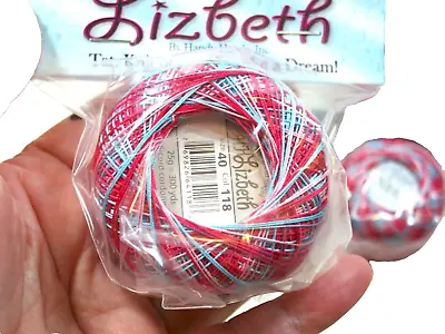 Variegate Lizbeth Cotton Tatting Thread Bubblegum Mix 118 4 Rolls Size 40 776 • $9.59