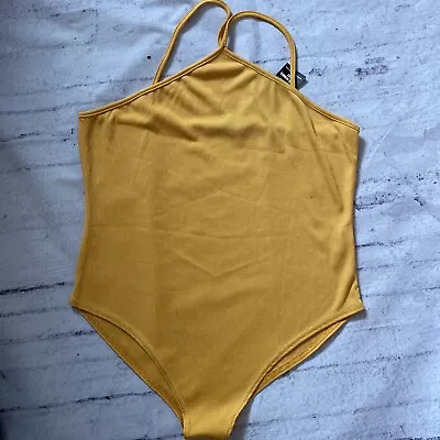 £6.99 • Buy I Saw It First Plus Size Ribbed Halter Neck Bodysuit UK 20 16? 18? Mustard BNWT