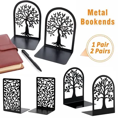 2 Pairs Decorative Heavy Duty Metal Bookends Book Ends 6.7'' Office Stationery • £10.99