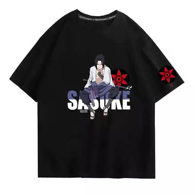 Anime Naruto Sasuke Pure Cotton Short Sleeved T-shirt For Male Students Loose Sh • £23.99