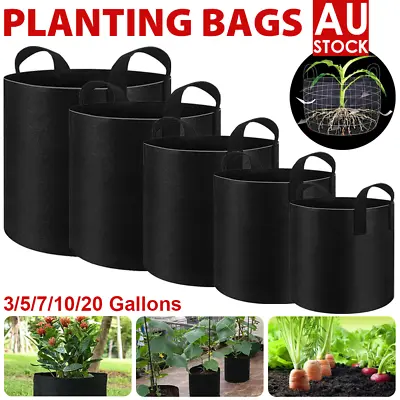 $14.50 • Buy Fabric Plant Pots Garden Grow Bags Planter Breathable Flower Vegetable 