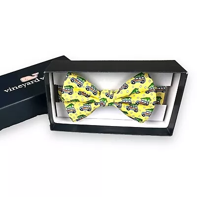 Vineyard Vines Boys Bow Tie Woody & Tree Holiday 100% Silk One Size Yellow NIB • $24.99