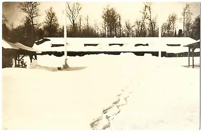 Real Photo Postcard Camp Shaw Snow Covered Chatham Michigan MI 4H Club Camp • $5.99