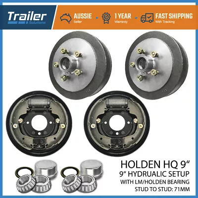 Trailer Brake Drum Backing Plate Hydraulic 9  For Holden HQ 5 Stud LM Bearing • $202.86