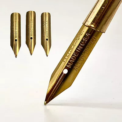 X3 Hunt Co Fountain Pen Nibs 745 F Alloy Tipped Gold Plated Vintage NOS Size 2 • $8