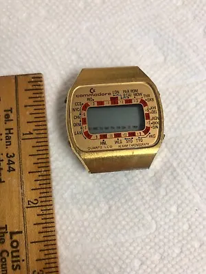 Vintage Men’s Watch Commodore International Alarm Chronograph LCD Gold & Red • $65