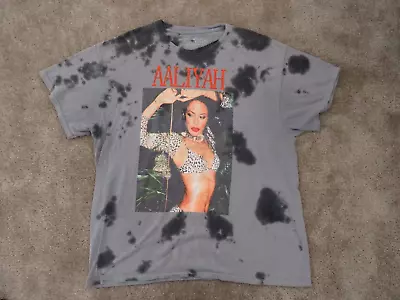 Vintage Ripple Aaliyah Signer Band Photo Tye Dyed Grey Music Tee Shirt XL • $29.95