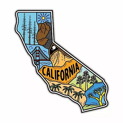 California Map State Shaped Sticker Decal San Francisco CA Flag Los Angeles Palm • $23.99