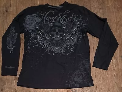 Marc Ecko Cut And Sew Long Sleeve  Goth Emo Grunge Size L Skull Rose's Y2k Black • $48