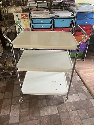 $130 • Buy Vintage Cosco Cart 3 Tiered Rolling White Electrical Plug Read