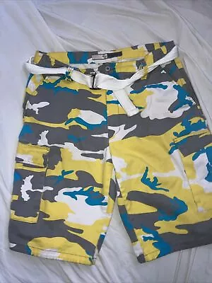 Mens Regal Wear Colored Camo Shorts Size 40 Loose Fit Belted • $17