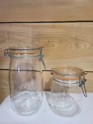 Vintage Triomphe France 1.5L Glass Jar Canister With Seal & Le Pratique 3/4 L • $20