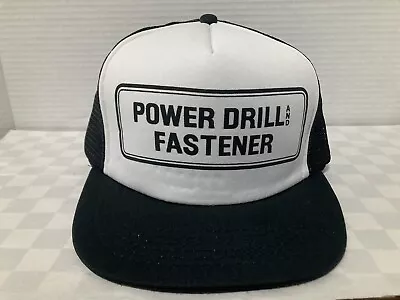 Power Drill And Fastener Mesh Trucker Hat Black/White Snapback NOS • $17.75